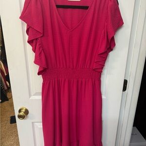 Pink Ruffle Sleeve Dress